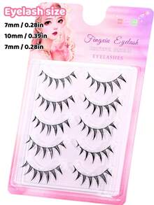 5 Pairs Pointed Tail False Eyelashes, Japanese & Korean Sweet Style, Pointed Tail Design, Create Natural Big Eye Makeup Effect, Lightweight Soft Eyelashes Fit Eye Shape, DIY Easy Application Quickly Complete Eye Makeup, Save Makeup Time, Suitable For Beginners, Reusable, Suitable For Daily Commute, Date, Travel, Party, Ideal Gift For Best Friend And Girlfriend On Holidays - Black - View 5