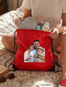 1pc Customizable Logo Drawstring Backpack, Personalized Photo Drawstring Bag, Lightweight Drawstring Bag, Drawstring Gym Bag, Swimming Bag, Beach Bag, Suitable For Outdoor/Hiking/Sports, Back To School Sports Backpack, Ideal Gift For Him/Her - Multicolor - View 6