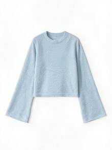 SEREN Women's New Minimalist Casual Sweater, Slim Fit Flattering Long Sleeve Y2K Top, Suitable For Autumn/Winter - Light Blue - View 8
