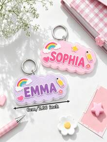 Custom Cloud-Shaped Acrylic Keychain, Cute Rainbow Pencil Case Charm, Suitable For Backpacks, School Bags, Handbags And Luggage - Multicolor - View 8