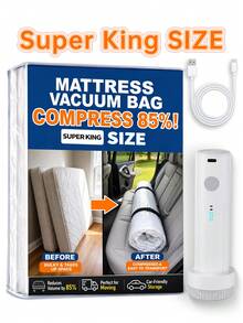 Moving & Storage Vacuum Storage Bag For Mattress, Extra Large Double Memory Foam Latex Spring Mattress Cover, With 4500Pa 1500mAh USB Rechargeable Electric Pump, Sealable Compression Protection Bag, Suitable For Self-Storage & Returns, Space-Saving - View 17