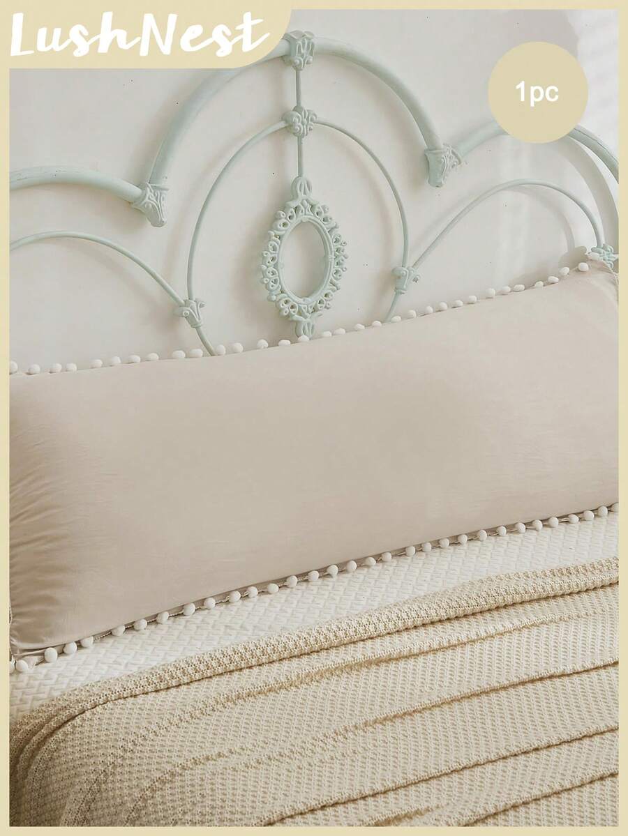 1pc Brown & Beige Small Plaid Ruffle Edge Long Pillowcase (Pillow Insert Not Included), Comfortable Breathable Polyester Fiber, Suitable For All Seasons, Applicable To Bedroom Scenes, Home Decor, Versatile Daily Fresh & Cute, Plaid Bedding, Ruffle Edge Decor, Farmhouse Style, Cozy Pillowcase, Cute Home Decor, Popular Aesthetics