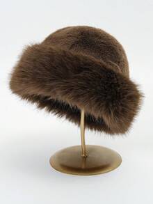 1PC Women's Solid Color Faux Mink Fur Hat, Autumn/Winter New Soft Comfortable Warm Minimalist Hat, Casual Versatile Warm Windproof Suitable For Daily Wear, Can Be Paired With Scarf - Multicolor - View 20