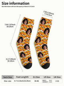 1 Pair Customizable Men's Mid-Calf Socks With Personalized Face Pattern, Any Face Can Be Printed On Socks, Personalized Photo Socks, Fun Custom Image Mid-Calf Socks, Suitable For Valentine's Day, Birthday, Gift Giving, Thanksgiving And Other Occasions, Personalized Customization - Multicolor - View 5