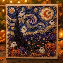 Halloween Ghost Pearl Painting DIY Kit Pumpkin Cat Ghost Diamond Painting Handmade Home Decor - Multicolor - View 4
