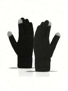 1/2 piezas Conjunto de gorro pasamontañas de forro polar cálido y guantes con pantalla táctil, a prueba de viento, cobertura completa de la cara y el cuello, diseño con cordón, para esquí, ciclismo y actividades al aire libre, para hombres y mujeres en invierno - Multicolor - Ver 5