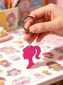 Ponytail Silhouette Pendant, Made Of Acrylic, With Metal Keychain Chain, Can Be Used To Hang On Backpacks Or Keys, A Sweet And Cool Accessory - Multicolor - View 5