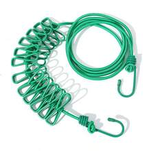 1pc Portable Retractable Clothesline With 12 Clips, No-Drill Expandable Drying Rack, Suitable For Camping, Travel, Outdoor And Indoor Use, Elastic Clothesline - Multicolor - View 16