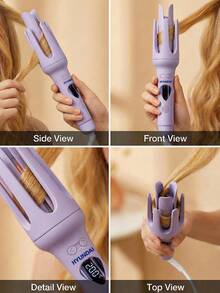 HYUNDAI 1pc Ceramic Glazed Fully Automatic Curling Iron 32MM Large Wave Slouchy Curling Tool Fast Heating Anti-Scald LCD Temperature Control Home Travel Hair Curler UK/EU Plug Optional Light Purple Gift Essential - Multicolor - View 9