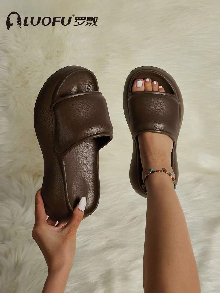 luofu New Summer Women Casual Simple Platform Thick Sole Solid Color Sandals, Fashion Outdoor Beach Party High Heel Slippers,Travel Essential