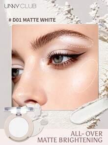 UNNY CLUB 1pc Matte Solid Color Eyeshadow, Fine Powder Easy To Blend, Skin-Friendly No Fallout, Long-Lasting Pigment, Multi-Purpose, Suitable For Beginners, Brand Makeup Cosmetic - D01 White - View 5