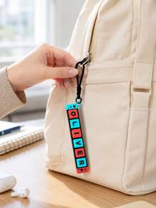 1pc Personalized PLA Game Controller Keychain - Red & Blue Block Letter Customized Name Bag Charm (With Wrist Strap), Suitable As Birthday, Graduation Or Travel Gift, Unique Design - Multicolor - View 3