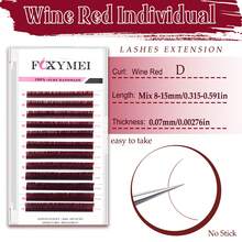 FOXYMEI 12 Rows Colorful Ultra Matte Burgundy Single Lash Extensions, C/D/LC/LD/LU Curl, Soft & Lightweight, 8-15mm, Holiday Style Hand-Woven Faux Mink Dense Single Lash Extensions For Beginners, Halloween - View 14