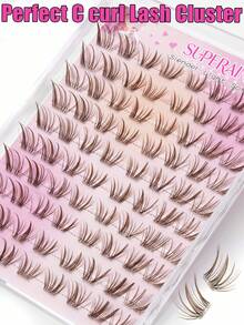 80 Pcs No-Glue Brown Fluffy Clusters, Slender Light Soft Fine Tips Arranged For Airy Native Lash Effect, Self-Adhesive Easy Application, Great For Relaxed Weekend Outings, School Looks, And Versatile Everyday Scenes. - C - View 7