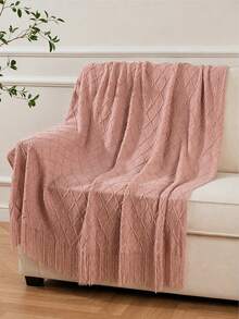 1pc Retro Diamond Grid Textured Knit Throw Blanket, Soft & Comfortable For All Seasons, Suitable For Sofa, Bed, Travel, Home Decor - Mixed Geometric Pattern, Acrylic Fabric - Multicolor - View 13