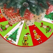 The Grinch The 35.5in Christmas Tree Skirt; Holiday Party Atmosphere Creative Decoration Christmas Tree Bottom Decor; Christmas Party Costume Prop; Christmas Gift - C - View 3