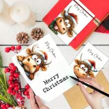 12pcs Funny Christmas Cow Greeting Cards And Envelopes Set - Holiday Highland Cow Theme, Suitable For Friends And Family Christmas Greeting Cards, Thank You Cards - Perfect For New Year And Christmas Party Decoration - 12 Cards and 12 Envelopes - View 6