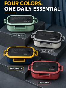 Cool Lunch Box 1200ml, Double-Layer Separated Food Container With Handle And Vent Plug, Detachable Tray Silicone Sealed Bento Box, Microwave And Refrigerator Available, Reusable Food Storage Box For Commuting, Work, Study, Outdoor Picnic - Multicolor - View 10
