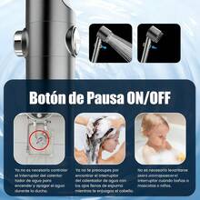 1 cabezal de ducha de alta presión, equipado con cinco cartuchos filtrantes, 1 manguera de ducha y un soporte de ducha; 4 modos de rociado; con interruptor de pausa; apto para duchas de caudal alto y bajo. - plata - Ver 4