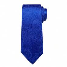 5Pcs Men Blue Paisley Jacquard Tie Pocket Square Cufflinks Brooch Ring Set, Random Cufflink Pattern, Accessories For Wedding - Blue - View 4