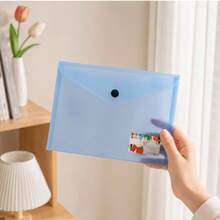 5/10 Pcs Assorted Color Clear Document Pouches With Snap Closure, A4-A7 Waterproof PP File Envelopes, Plastic Paper Storage Bags For Office School Organization - Sets - View 5
