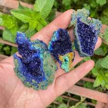 1pc Random Pattern Natural Azurite Quartz Cluster - Vibrant Blue-Green Mineral Specimen, Suitable For Collectors, Researchers And Decorative Display, Classic Collection Item, Home Decor And Gift, Indoor Decorative Stone - Multicolor - View 11