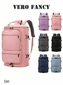 Large Capacity One Shoulder Minimalist Waterproof Double Backpack - Pink - View 2
