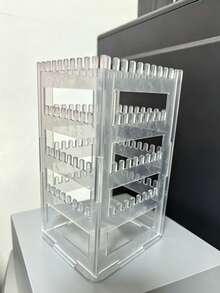 1pc Foldable Jewelry Display Stand, Acrylic Transparent Rotating Multi-Layer Earring, Stud, Hoop, Clip, Necklace Storage Organizer Rack For Desktop And Store Counter - Clear - View 7