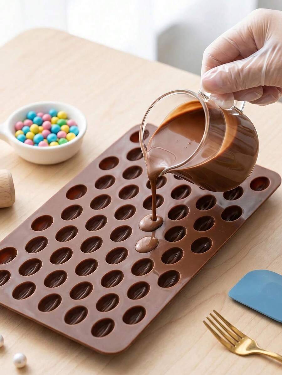 55-Cavity Coffee Bean Silicone Mold, Large Capacity Kneading Mat, Baking Mat, Creative Candle Mold, 3D Shaped Mold, Handmade Art DIY Silicone Tool Set, Multi-Functional, Heat-Resistant, Non-Stick, Easy Release, Easy To Clean, Reusable
