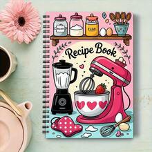1Pc, Cute Cartoon Kitchen Theme, Spiral Recipe Book, Recipe Book With Pink Mixer And Blender Illustration, 21Cm X 14.5Cm, A5 Format, Cooking Notes Organizer, 30 Sheets (60 Pages) Perfect Gift For Home Bakers - Rectangle - View 1