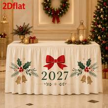 1pc Elegant Christmas Table Skirt 2027 Holiday Restaurant Banquet Wedding Party Office Event - A - View 5