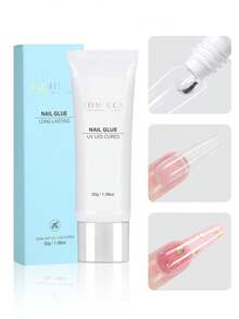 TOMICCA 1pc 30g Solid Nail Glue UV Cured Acrylic Nail Adhesive, Super Strong Adhesion, Suitable For Press-On Nails And False Nails, Anti-Yellowing, Non-Curling, DIY Home Salon Use - Clear - View 2