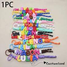 Custom 1pc Handmade Woven Keychain Colorful Acrylic Letter Beads Customizable Letters Birthday Bridesmaid Gift, Personalized Gift, Aesthetic - Multicolor - View 3