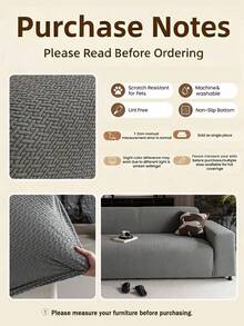 ZXZGM One-Piece Solid Color Jacquard High-Elasticity All-Purpose Sofa Cover, Modern Minimalist Style, Diagonal Woven Texture, Soft And Comfortable, Cat-Scratch-Resistant And Pet-Friendly, Non-Slip And Dustproof, Jacquard Texture Full-Coverage Design, All-Around Protection For Your Sofa, Suitable For All Seasons, Study, Bedroom, Living Room, And Outdoor L-Shaped Sofas (1-4 People). - Dark Grey - View 3