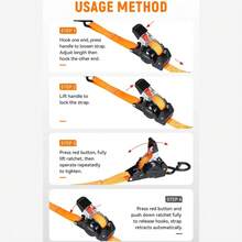 1pc Retractable Ratchet Tie Down Strap, Heavy Duty Self-Retracting Cargo Strap - Suitable For Trucks, Trailers, Motorcycles, Moving, Home Appliances - A - View 11