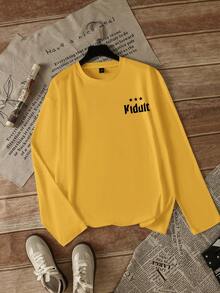 Street Style American Pure Cotton Crew Neck Long Sleeve T-Shirt For Women, Niche Design Print, Autumn Lazy Loose Fit Base Layer - Yellow - View 7