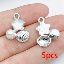5/20pcs Silvery Ocean Charms Rhinestone Shell Starfish Mermaid Tail Dolphin Jellyfish Pendant For DIY Bracelet Necklace Jewelry Making Findings - Multicolor - View 28