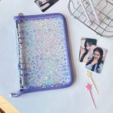 A5 Sticker Storage Organizer, Sticker Collection Book, Reusable Zipper Photo Album, Transparent Laser Star Cover, With Pocket Pages, Suitable For Journals, Student Office Supplies, Perfect For Storing Stickers And Small Accessories - Multicolor - View 7