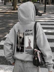 1pc Tween Girl Thermal Lined Thick Warm Sweatshirt, Young Student Clothing, Suitable Autumn/Winter Long Sleeve Top - Grey - View 2