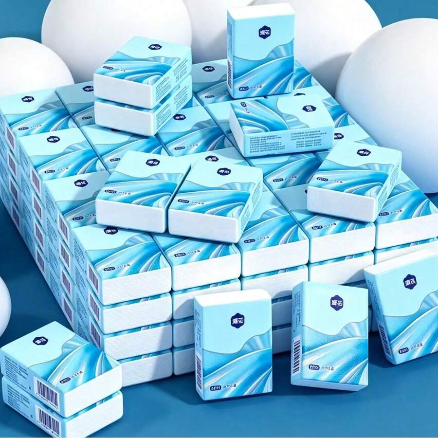 6/12/24/32/60/120pcs Portable Handkerchief Tissue Paper Bag, Mini Pocket Tissues, Suitable For Students And Travel - Multicolor - View 1