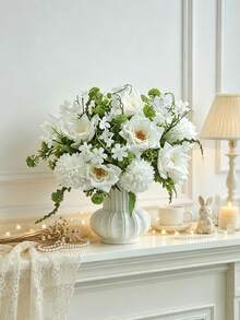 1pc Artificial Flower Ball, Chrysanthemum Rose, Holiday Wedding Bridal Bouquet, Floral Wreath, Home Room Dining Table Decor, Garden Autumn Decoration - White - View 8