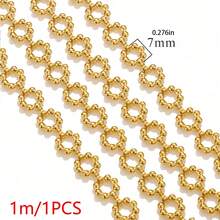 1m 304不鏽鋼18K鍍金復古多款組合鏈條，包含扭花/橢圓/花卉圖案鏈條，DIY手工手鍊與項鍊珠寶配件 - 鏈條 - 查看 12