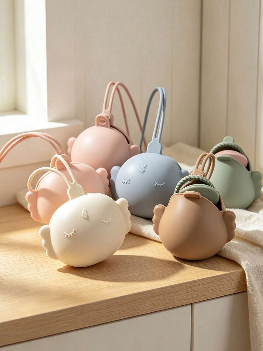 1/2pcs Baby Cartoon Pacifier Storage Box, Anti-Dirt, Anti-Drop, Convenient To Carry, Silicone Pacifier Storage Box, Silicone Pacifier Protective Cover, Unicorn Storage Box. Suitable For Daily Use.