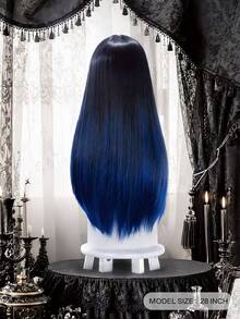 alicegarden Wig sintetis sepanjang 28 inci dengan gaya lurus alami dan warna-warni yang menakjubkan. Dirancang dengan poni, wig palsu ini sangat cocok untuk penggunaan sehari-hari, pesta, dan cosplay, menawarkan wig alami dan tahan lama sebagai hadiah untuk para wanita. - MultiWarna - View 4