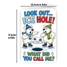 1Pc Fun Pun Ice Cave Polar Bear Greeting Card, Hilarious Winter Themed Holiday Greeting Card, Suitable For Friends, Family, Colleagues, Ideal Choice For Christmas, Winter Parties And Holiday Celebrations - View 4