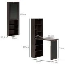 Mesa dobrável de parede com espaço de armazenamento, estante, área de trabalho, quadro-negro e prateleira ajustável. - A - Ver 5