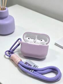Compatible With Protective Case Minimalist Style Handmade Braided Rope Contrast Color Lanyard Bluetooth Earphone Shell - Light Purple - View 7
