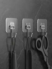 Drill-Free Adhesive Wall Hooks, Strong Waterproof Sticky Hooks, Home Kitchen Bathroom Storage Hanging Hooks - White - View 8