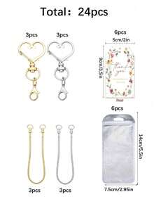40PCS Heart-Shaped Keychain Rings With Snake Chain, Cardboard, Packaging Bags, DIY Handmade Gifts For Graduation Season, Teacher's Day, Music Festival - Keychain Accessory Kit - View 14