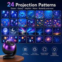 2-In-1 Galaxy Projector Night Light With 24 Films | 5d Holographic Night Light Projector, Stepless Brightness, 360° Adjustable, HD Ocean Projector For Bedroom Ceiling - Multicolor - View 1
